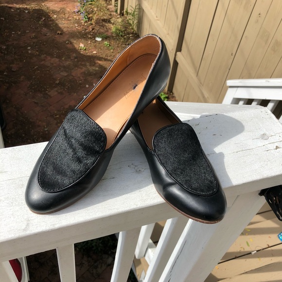 J. Crew Collection Black Calf Hair Loafers 8 - Picture 2 of 6